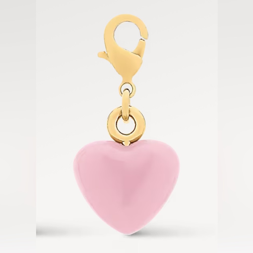 Louis Vuitton Pink Heart Charm with Gold LV Details and clasp New with tags - Picture 2 of 9